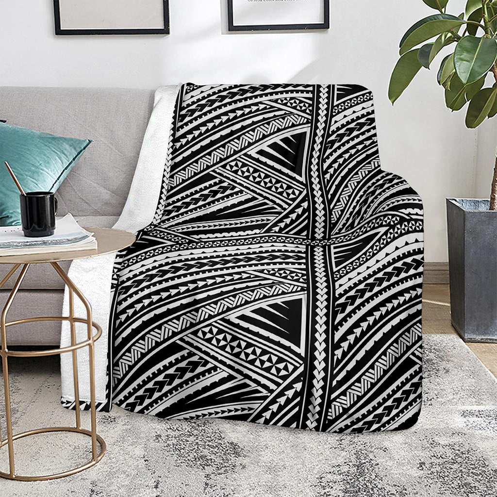 Maori Polynesian Tribal Tattoo Print Blanket