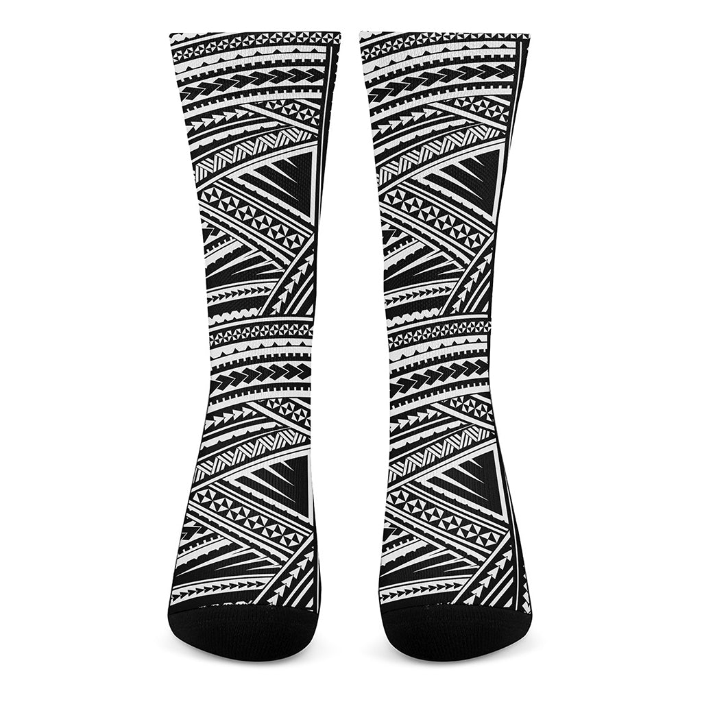 Maori Polynesian Tribal Tattoo Print Crew Socks