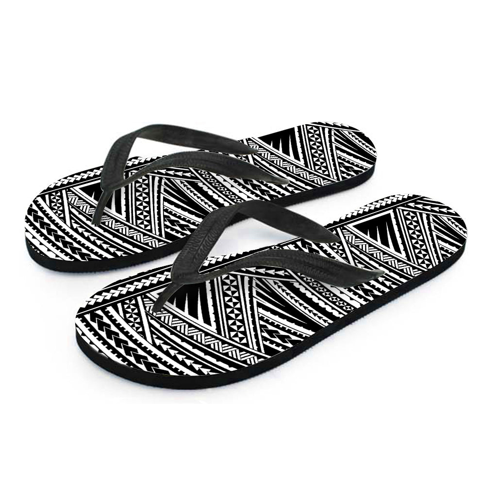 Maori Polynesian Tribal Tattoo Print Flip Flops
