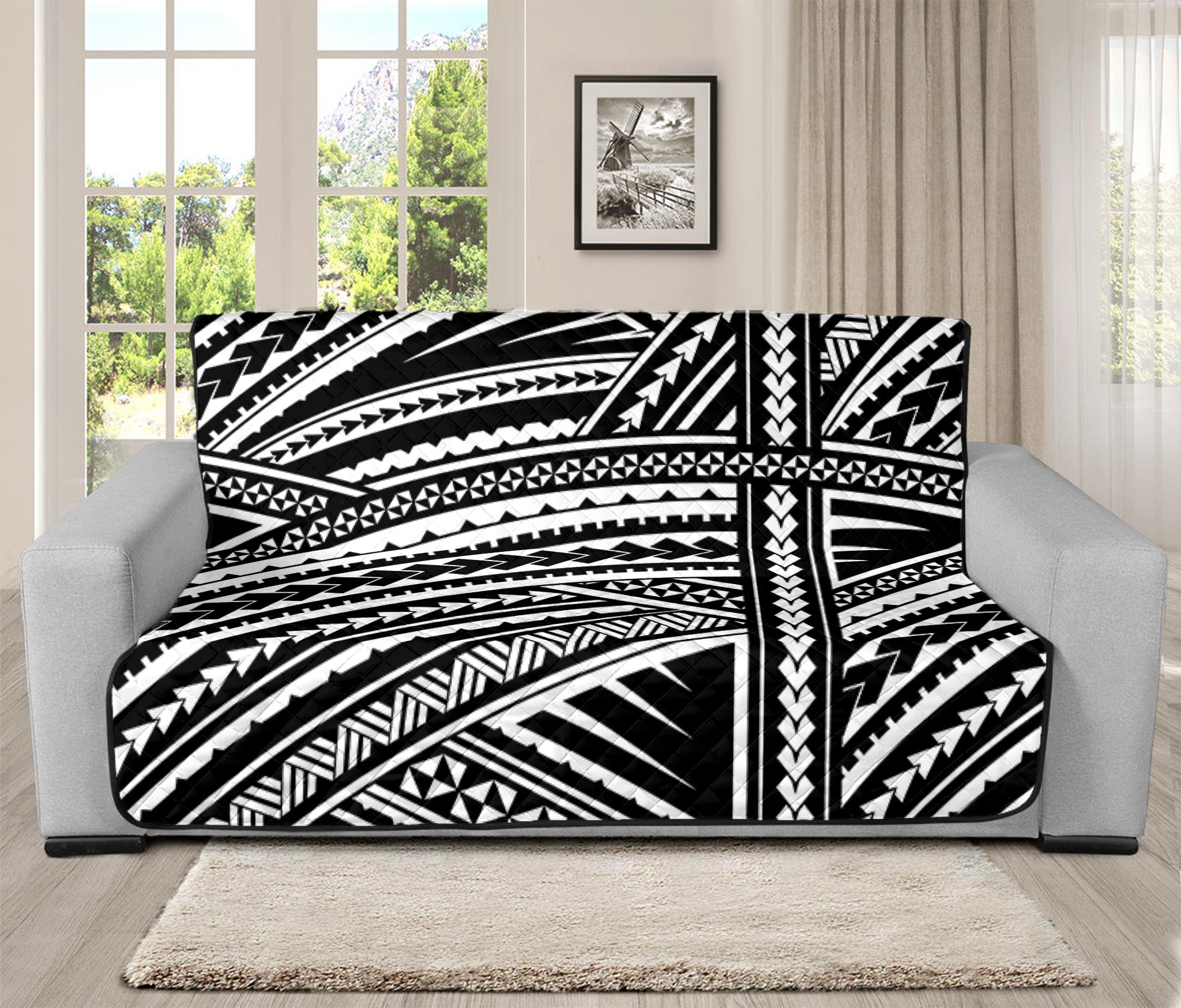 Maori Polynesian Tribal Tattoo Print Futon Protector