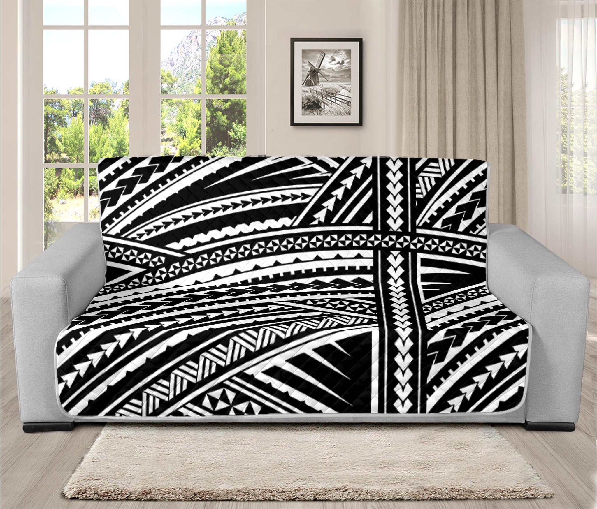 Maori Polynesian Tribal Tattoo Print Futon Protector