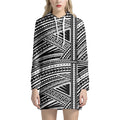 Maori Polynesian Tribal Tattoo Print Pullover Hoodie Dress