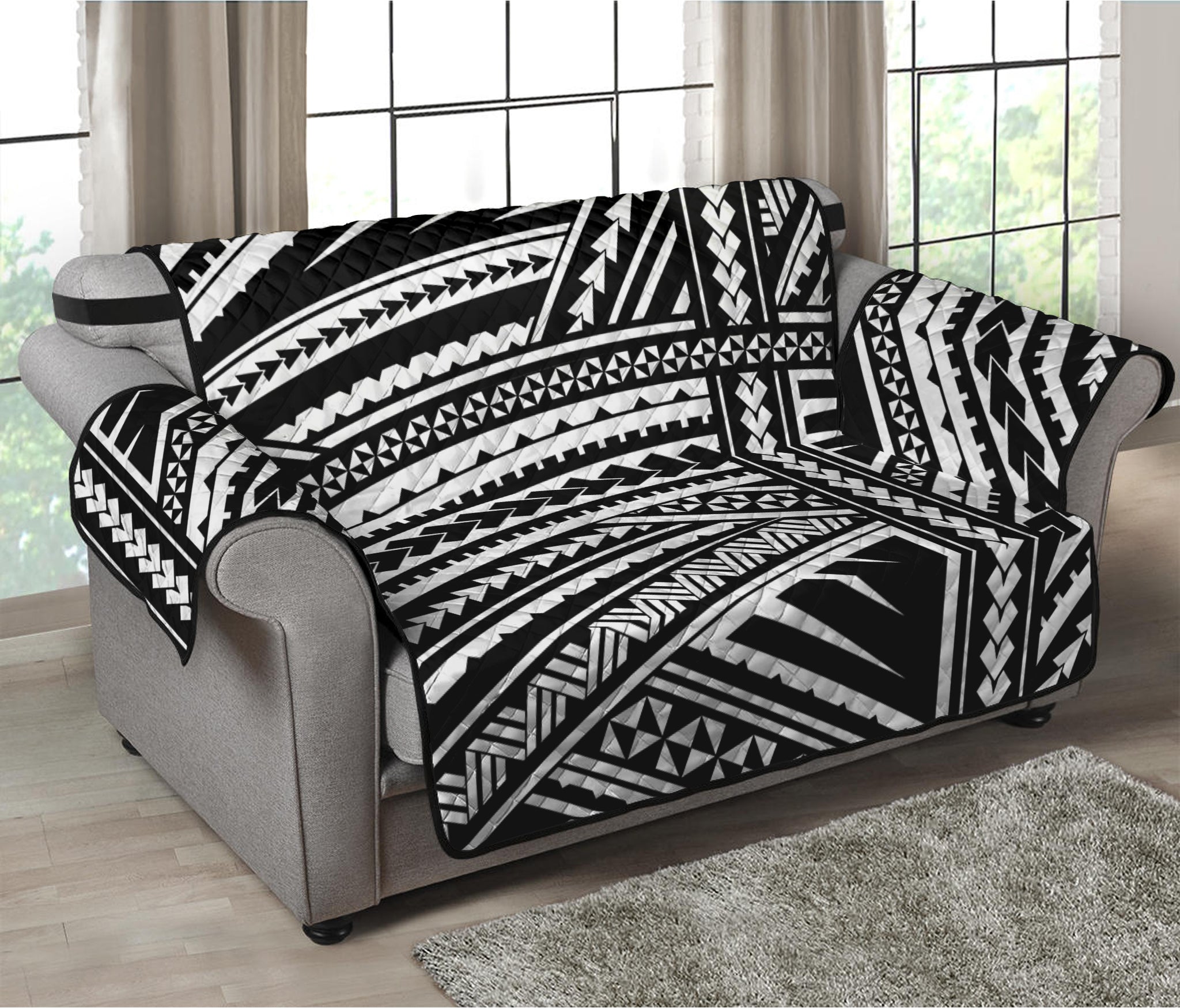 Maori Polynesian Tribal Tattoo Print Loveseat Protector