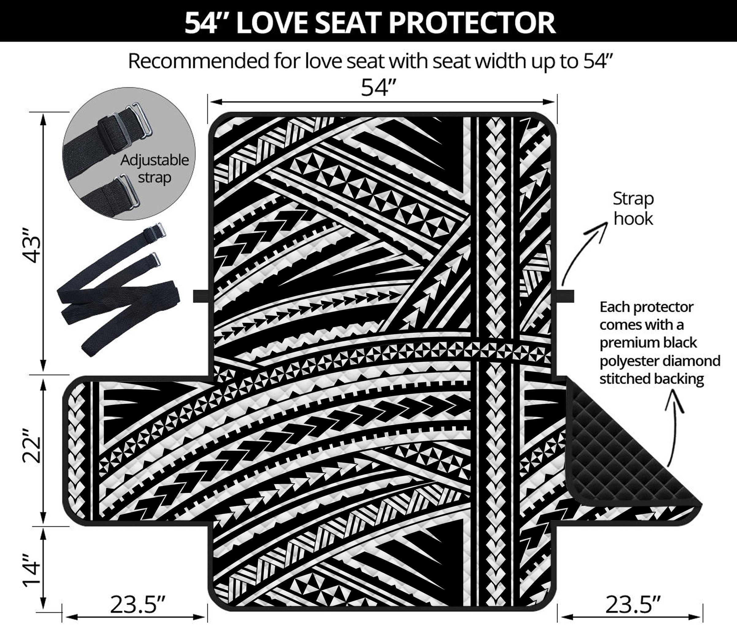 Maori Polynesian Tribal Tattoo Print Loveseat Protector