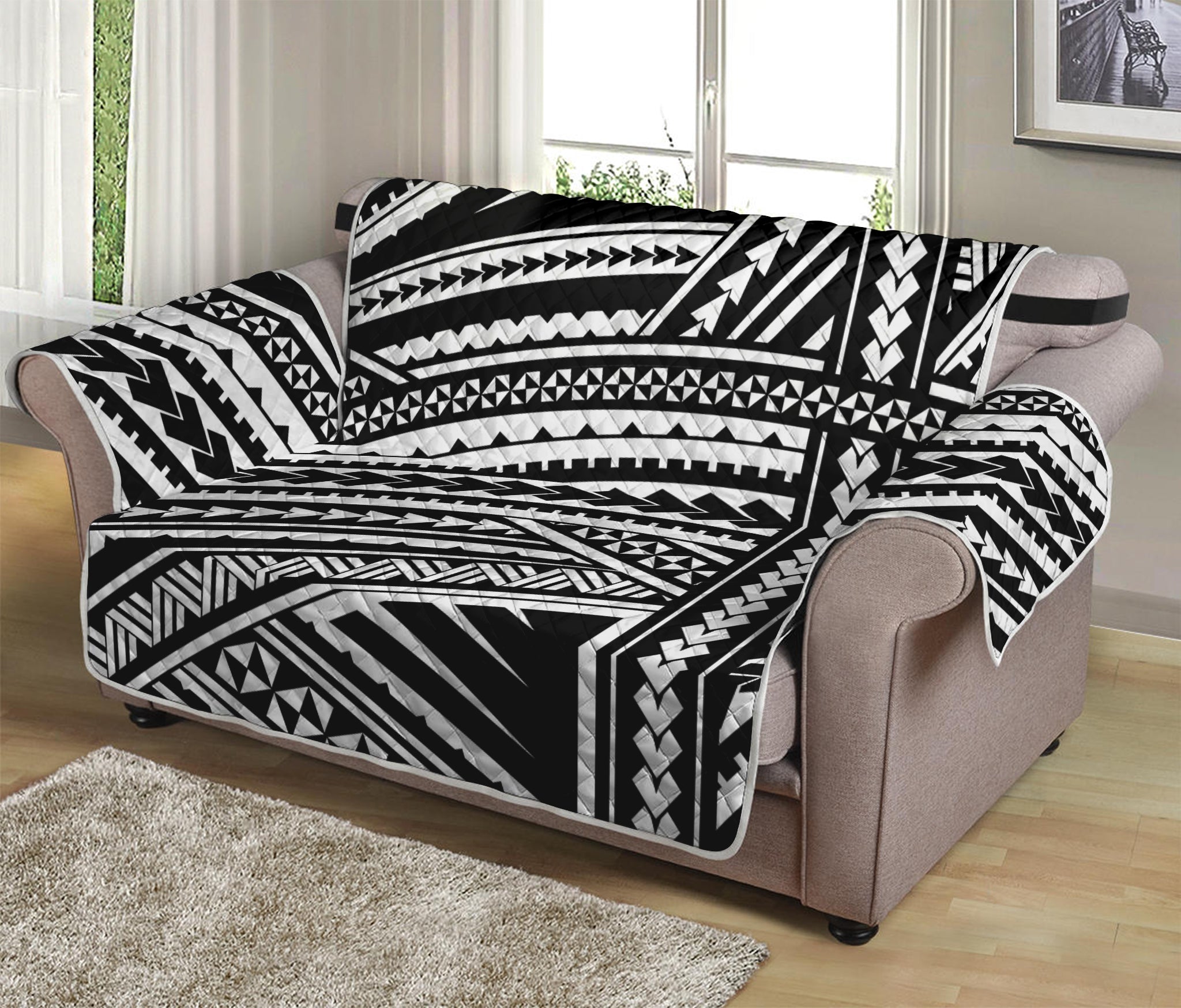 Maori Polynesian Tribal Tattoo Print Loveseat Protector