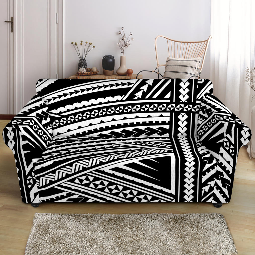 Maori Polynesian Tribal Tattoo Print Loveseat Slipcover