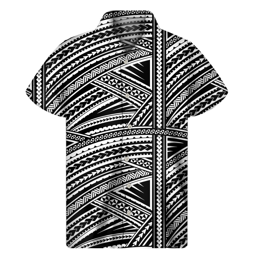 Maori Polynesian Tribal Tattoo Print Men's Short Sleeve Shirt