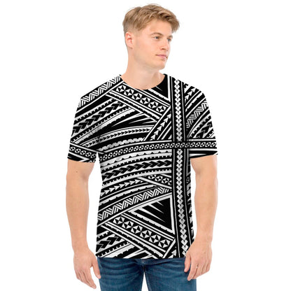 Maori Polynesian Tribal Tattoo Print Men's T-Shirt