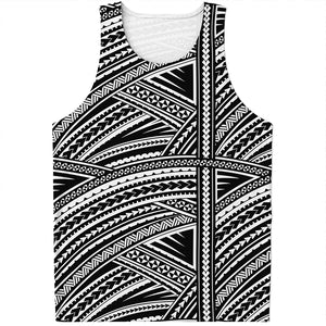 Maori Polynesian Tribal Tattoo Print Men's Tank Top