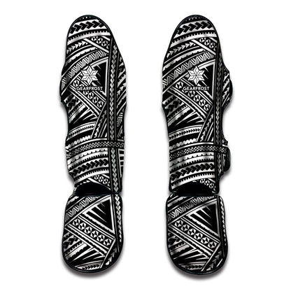 Maori Polynesian Tribal Tattoo Print Muay Thai Shin Guard