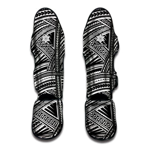 Maori Polynesian Tribal Tattoo Print Muay Thai Shin Guard