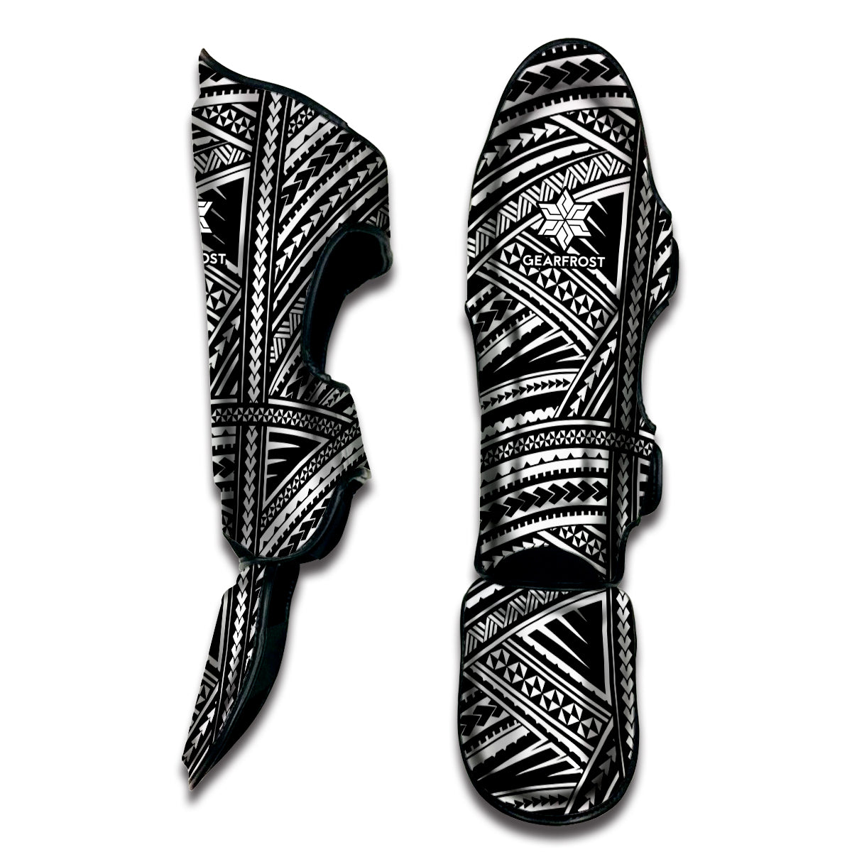 Maori Polynesian Tribal Tattoo Print Muay Thai Shin Guard