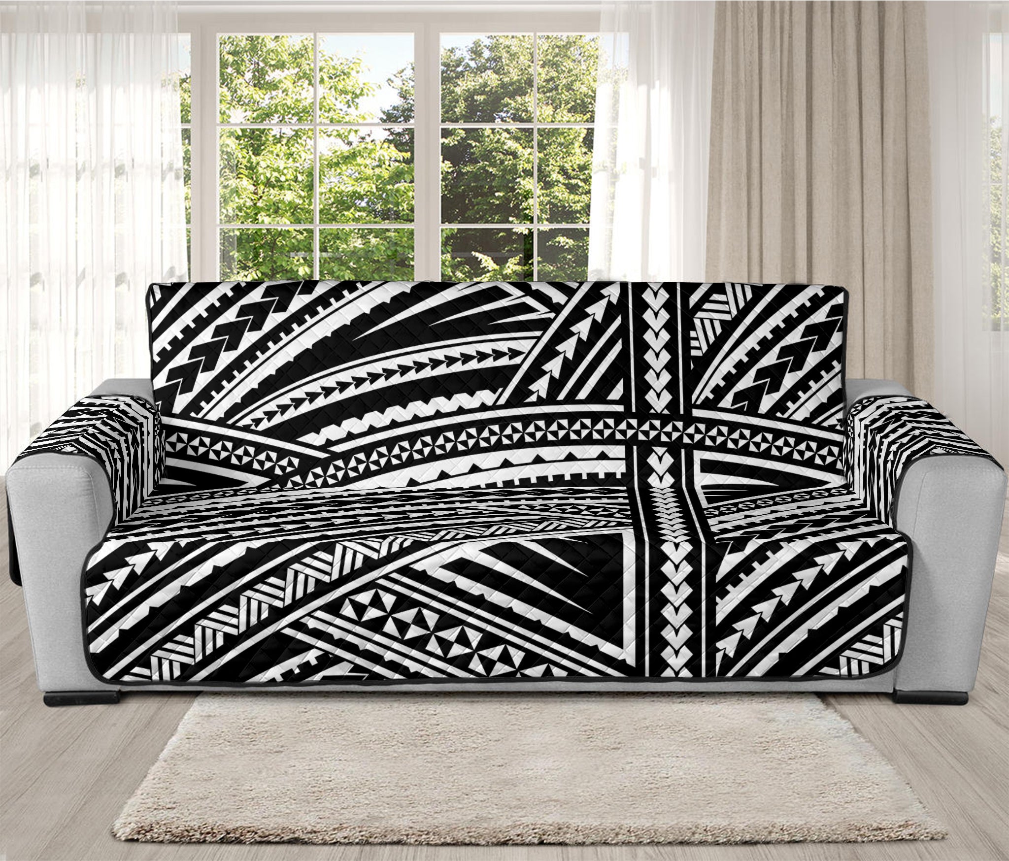 Maori Polynesian Tribal Tattoo Print Oversized Sofa Protector