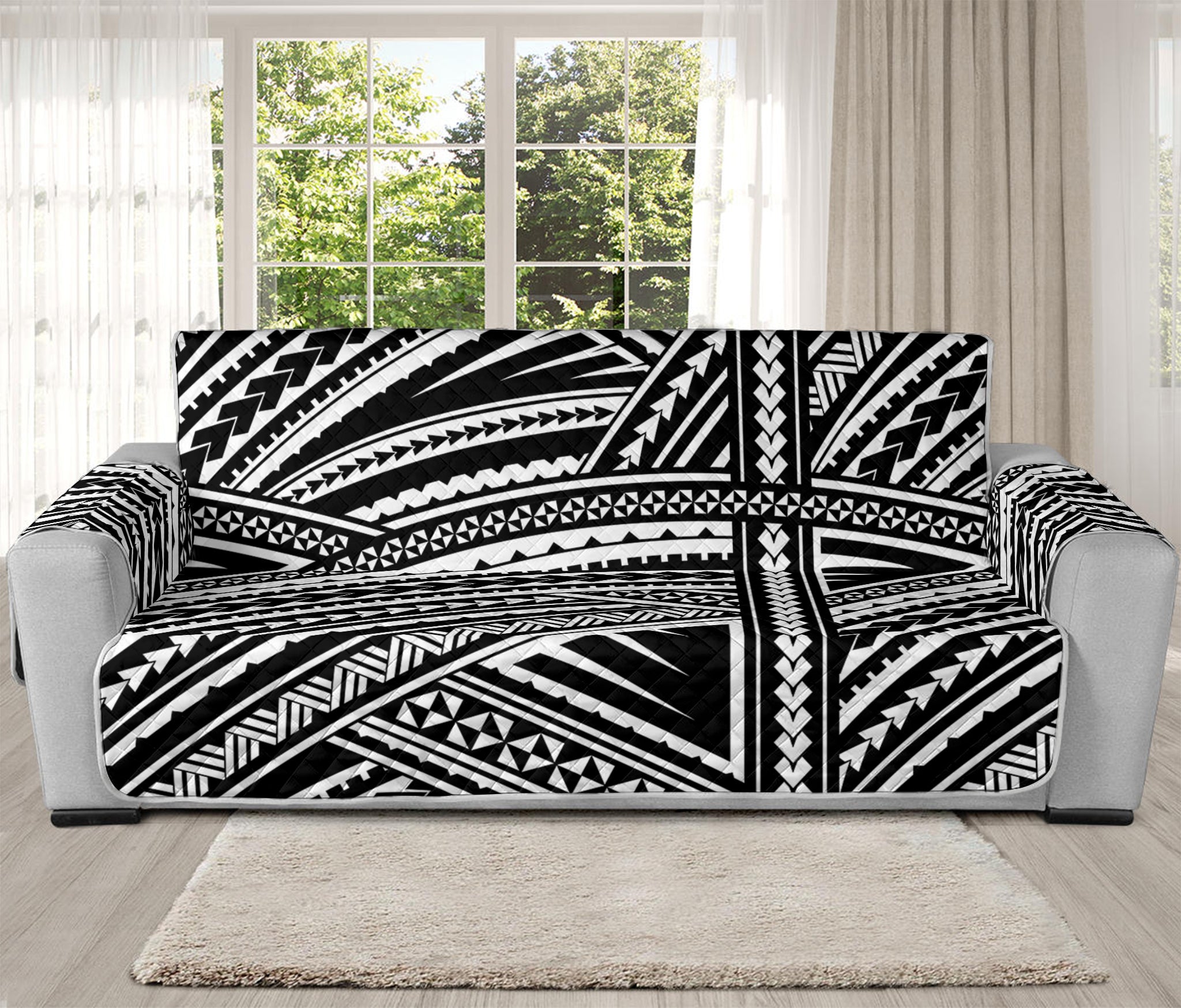 Maori Polynesian Tribal Tattoo Print Oversized Sofa Protector