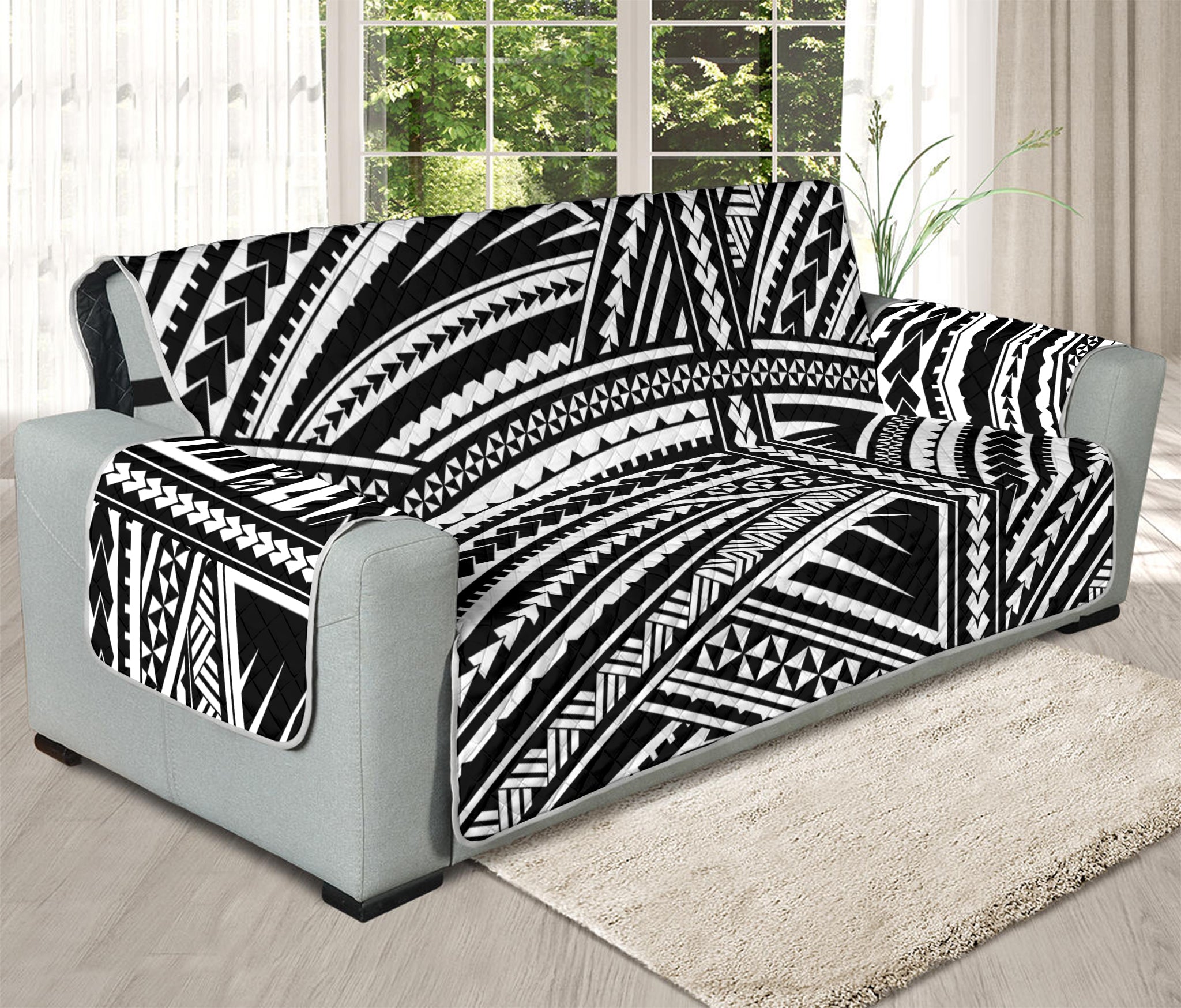 Maori Polynesian Tribal Tattoo Print Oversized Sofa Protector