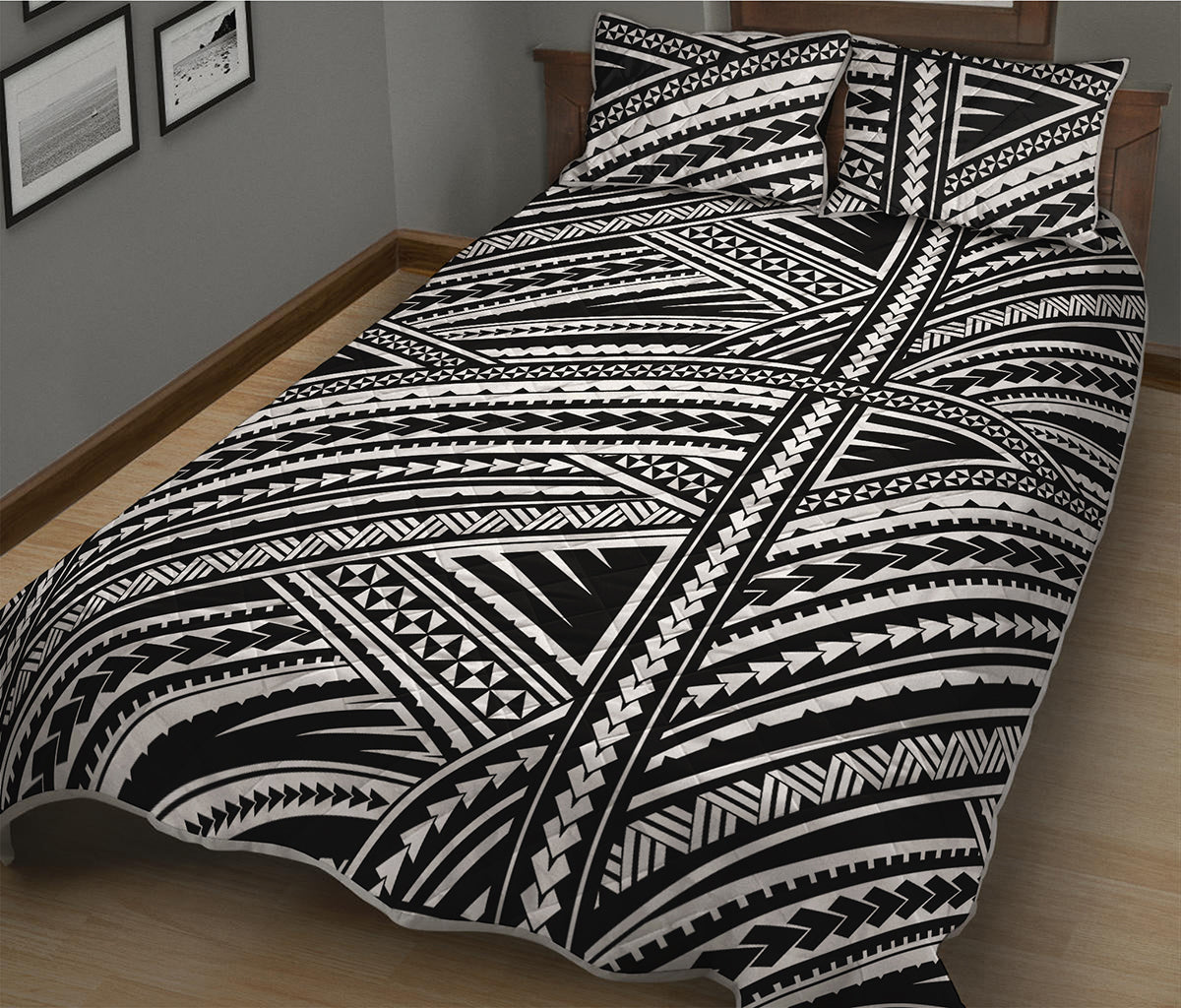 Maori Polynesian Tribal Tattoo Print Quilt Bed Set