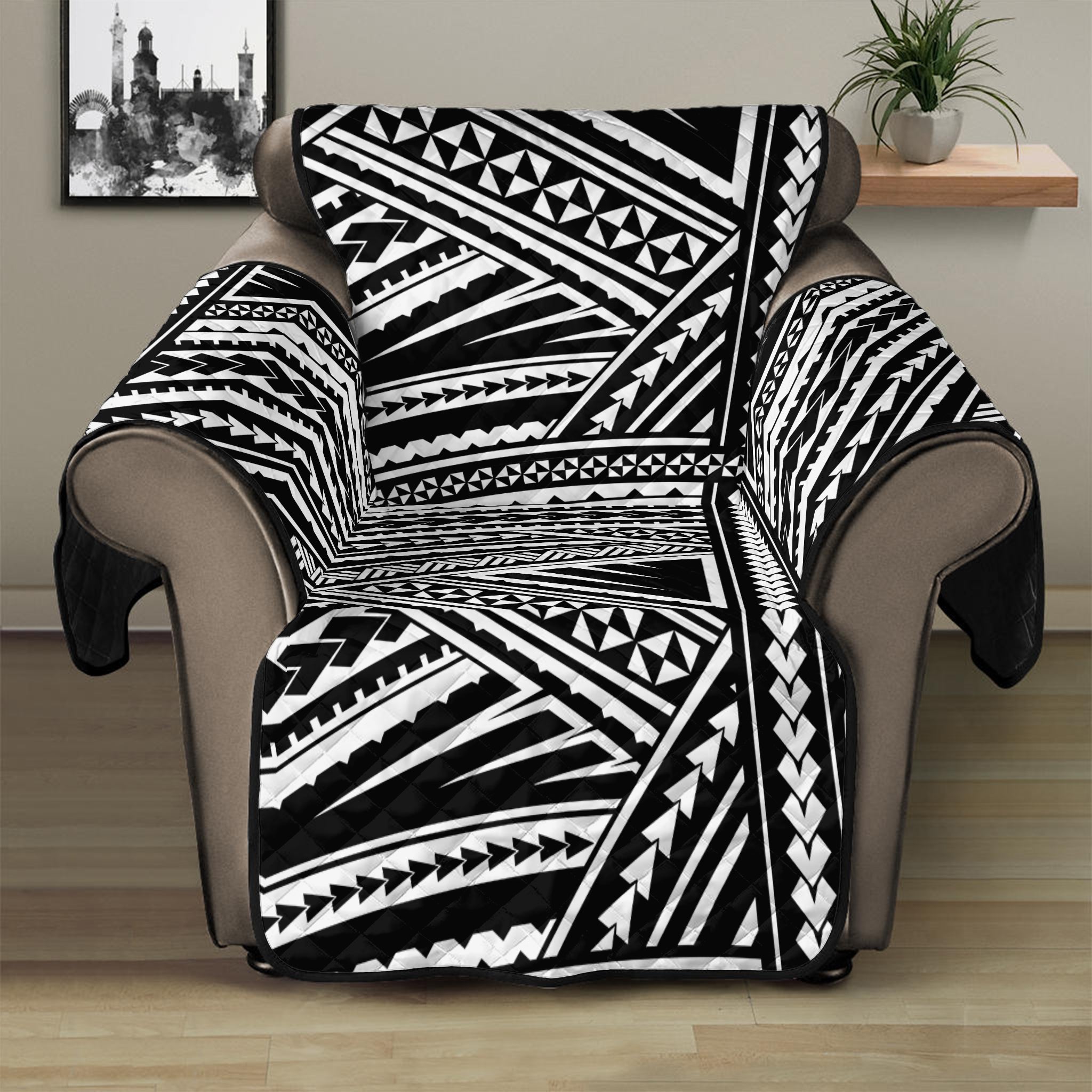 Maori Polynesian Tribal Tattoo Print Recliner Protector