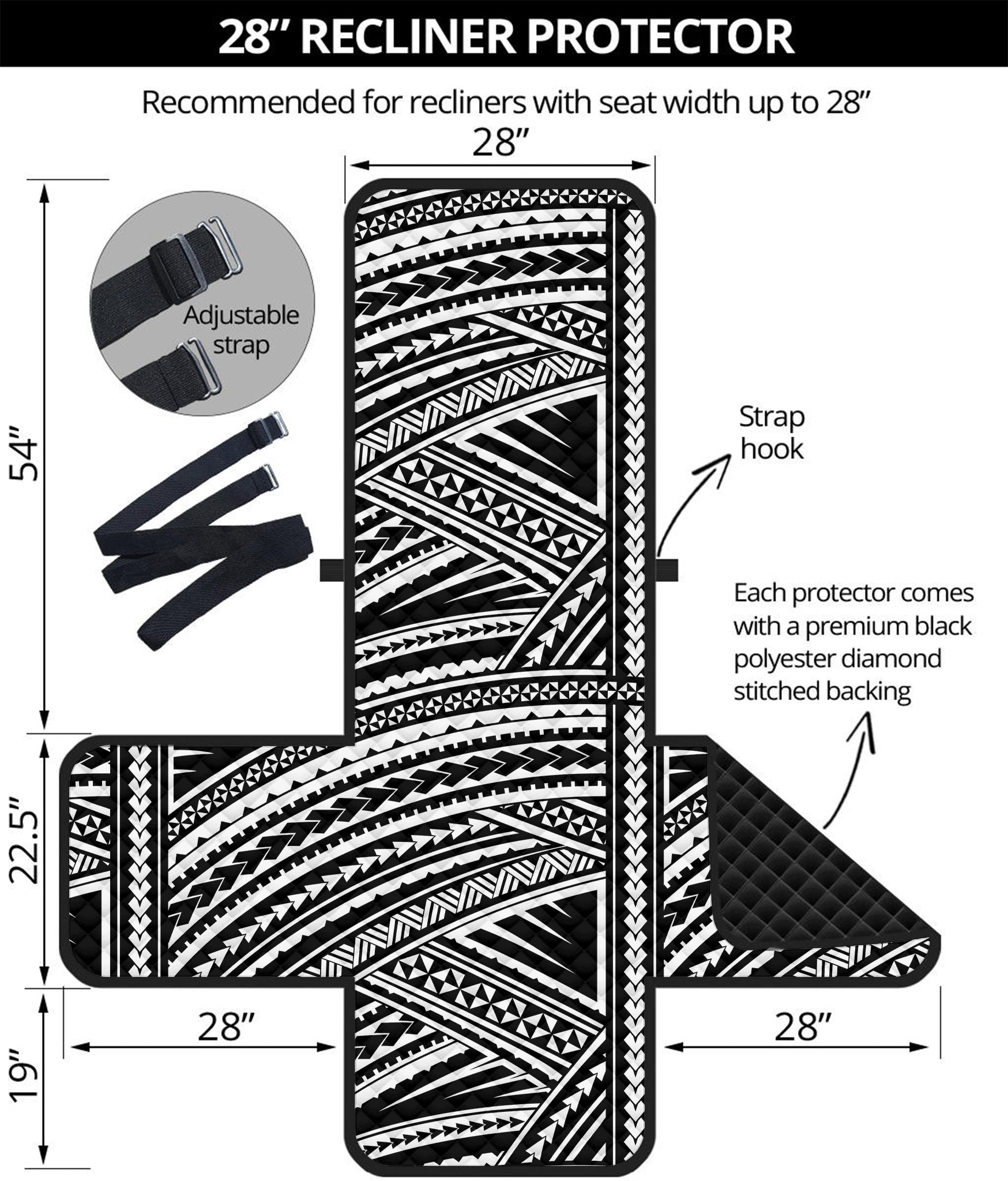 Maori Polynesian Tribal Tattoo Print Recliner Protector