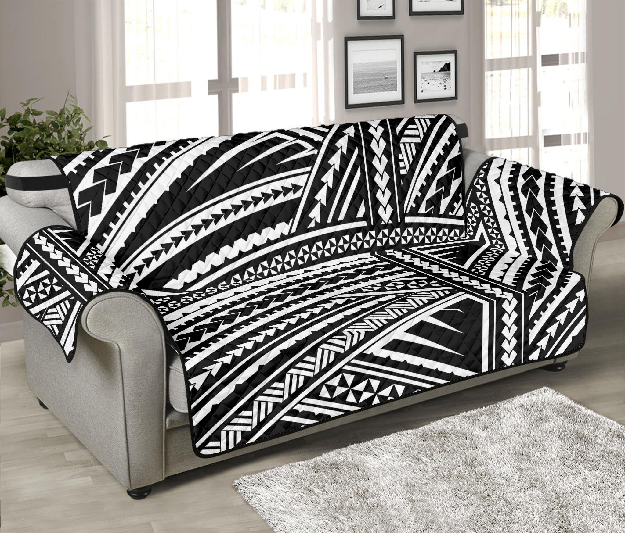 Maori Polynesian Tribal Tattoo Print Sofa Protector