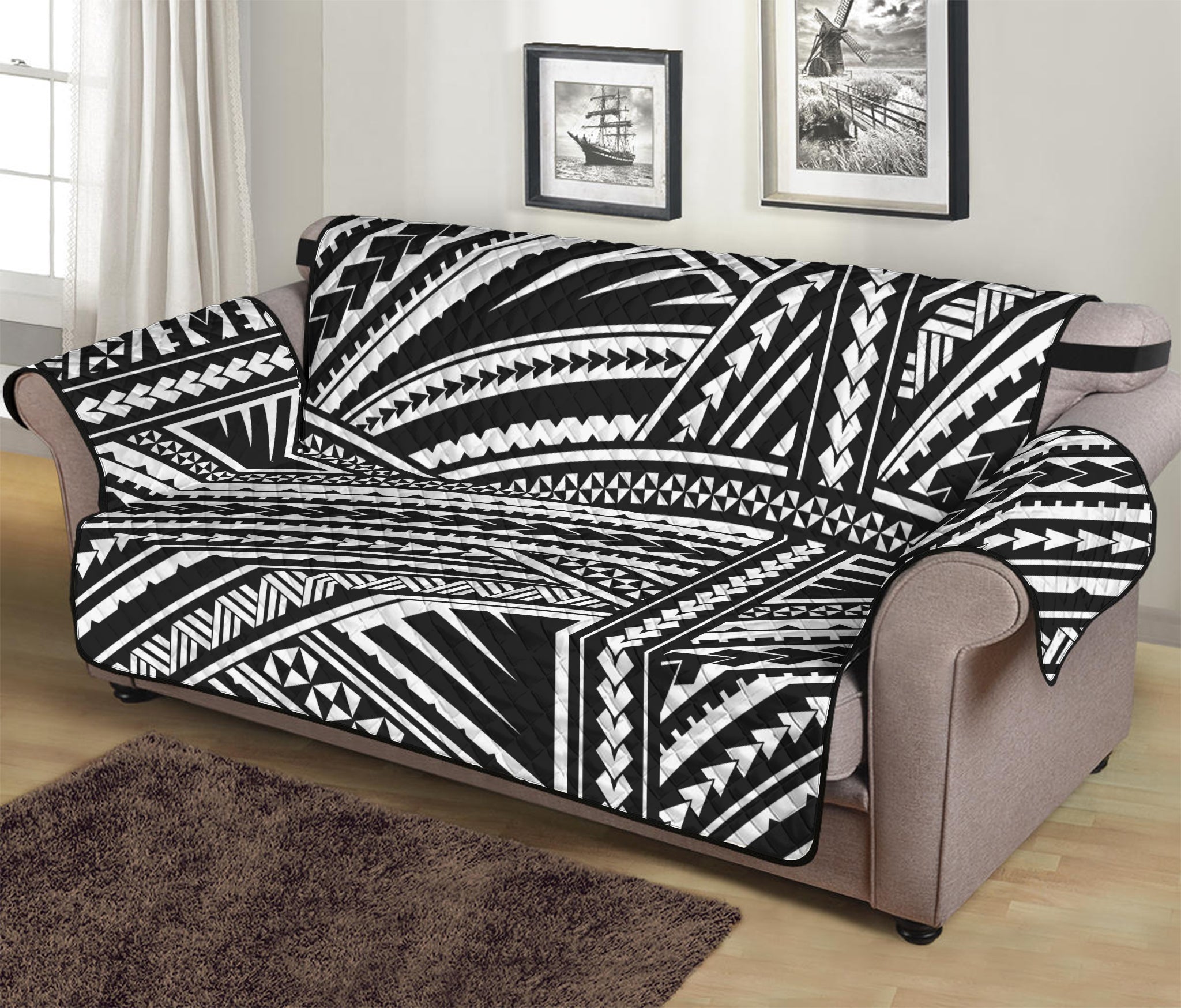 Maori Polynesian Tribal Tattoo Print Sofa Protector