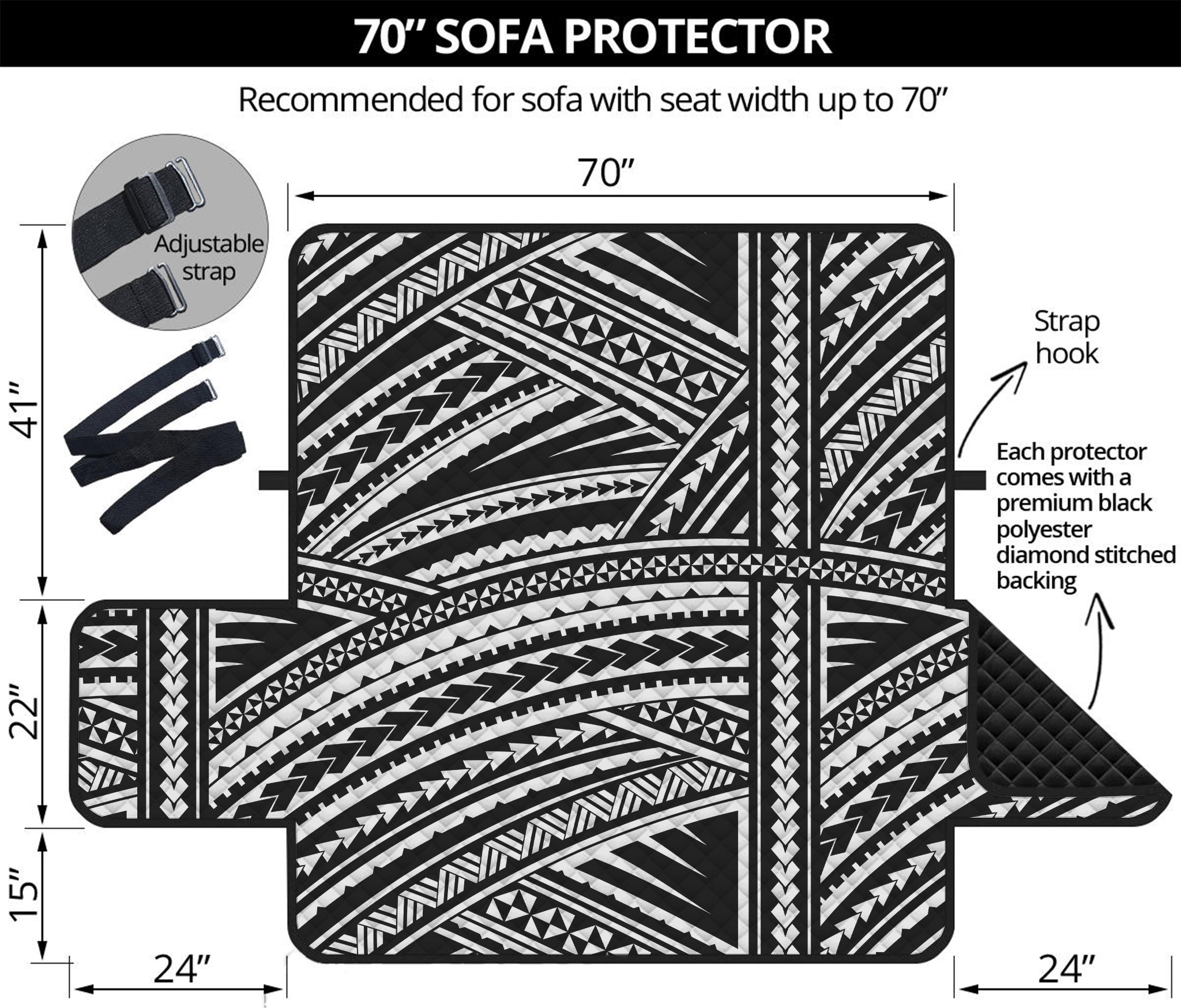 Maori Polynesian Tribal Tattoo Print Sofa Protector