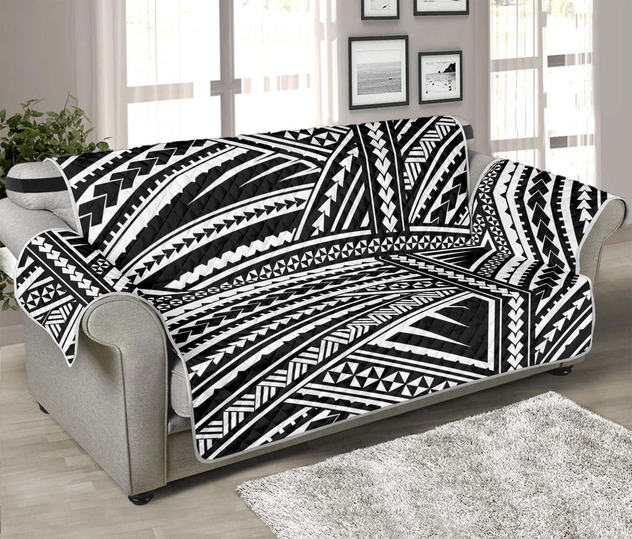 Maori Polynesian Tribal Tattoo Print Sofa Protector