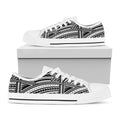 Maori Polynesian Tribal Tattoo Print White Low Top Sneakers