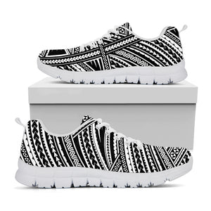 Maori Polynesian Tribal Tattoo Print White Sneakers