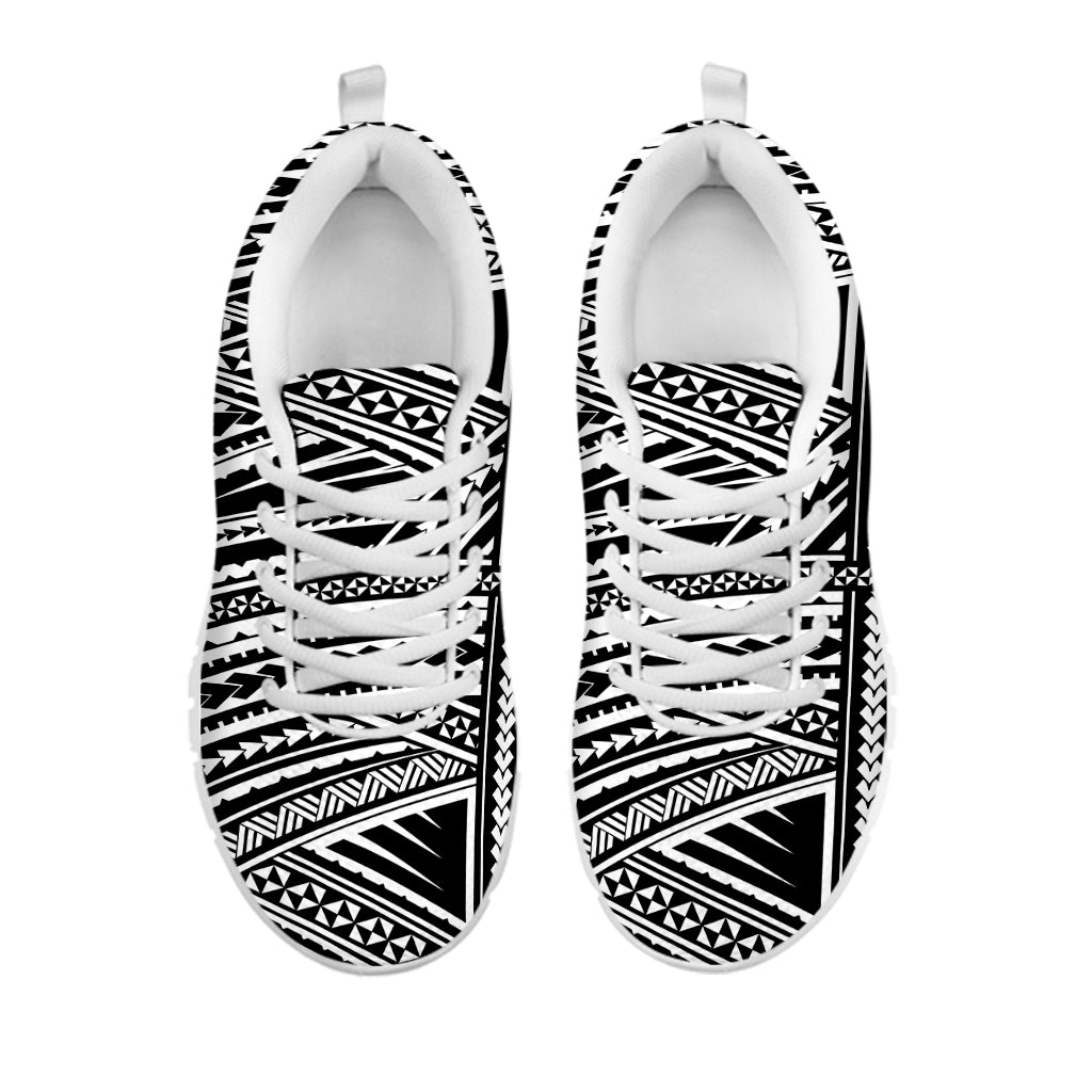 Maori Polynesian Tribal Tattoo Print White Sneakers