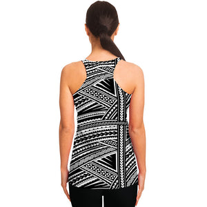 Maori Polynesian Tribal Tattoo Print Women's Racerback Tank Top