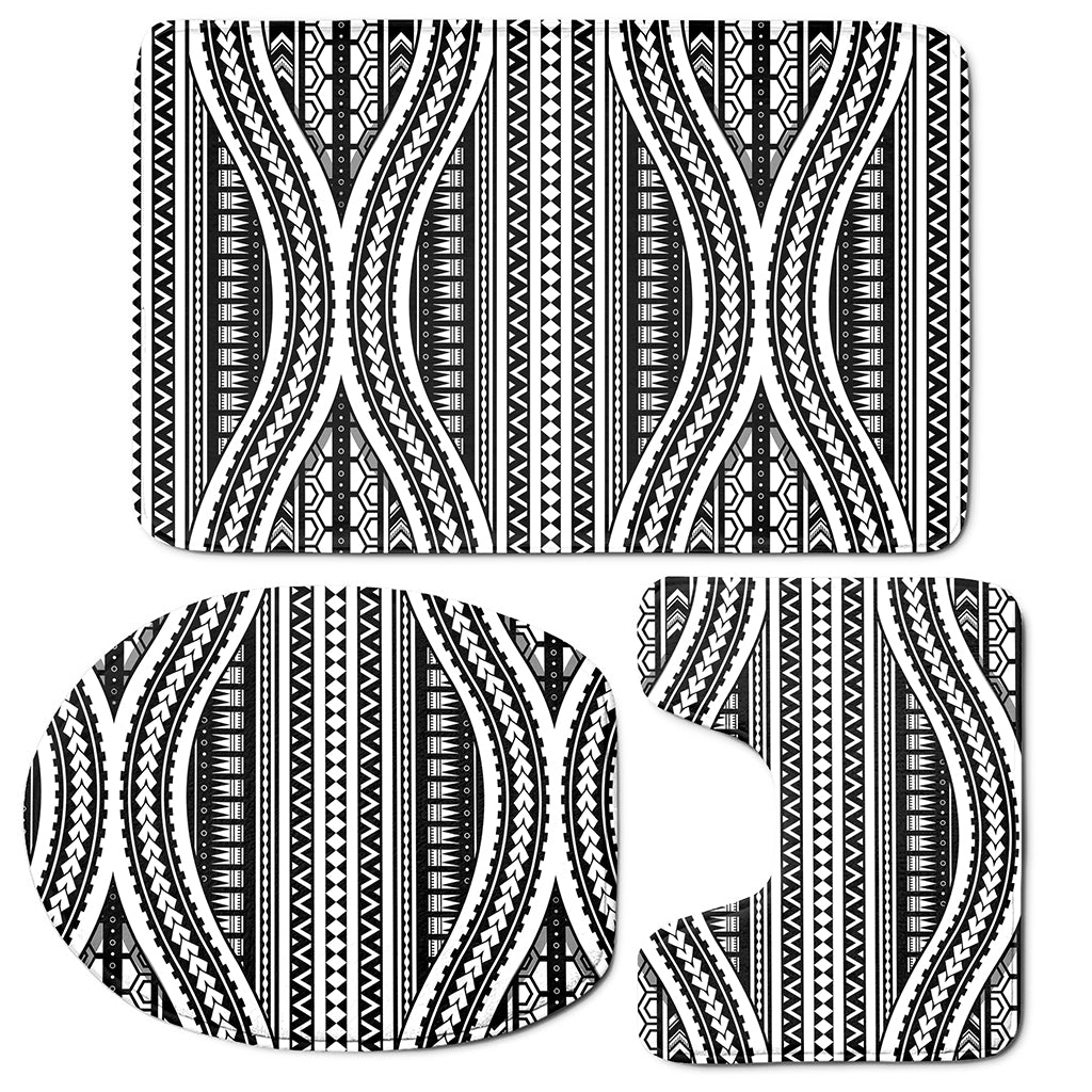 Maori Tattoo Polynesian Tribal Print 3 Piece Bath Mat Set