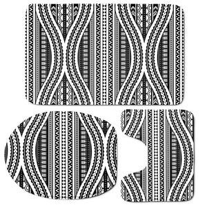 Maori Tattoo Polynesian Tribal Print 3 Piece Bath Mat Set