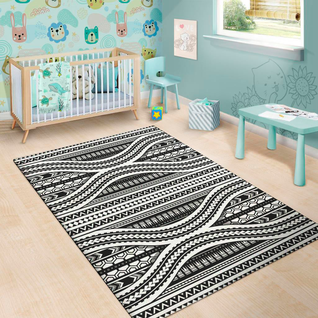 Maori Tattoo Polynesian Tribal Print Area Rug