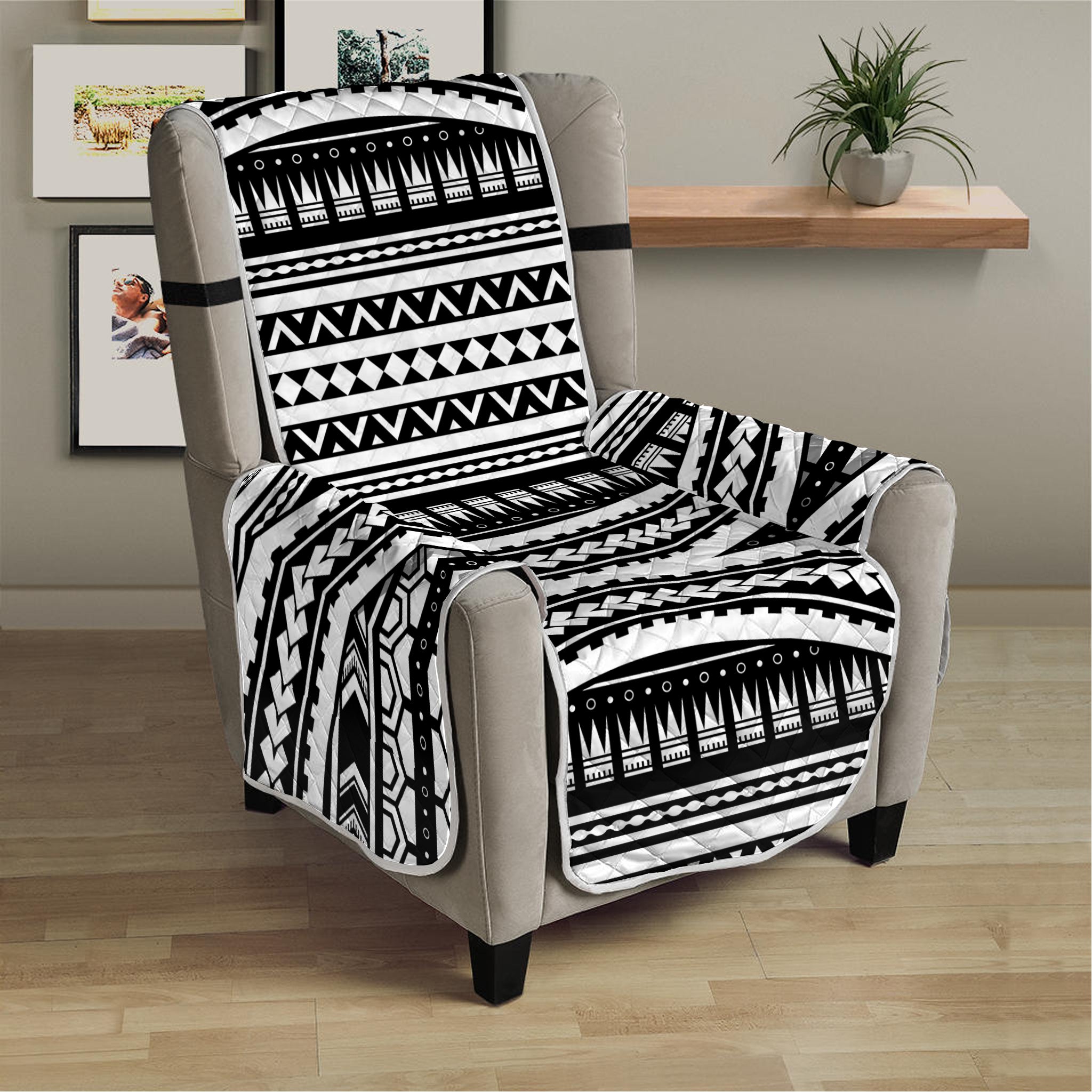 Maori Tattoo Polynesian Tribal Print Armchair Protector