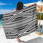 Maori Tattoo Polynesian Tribal Print Beach Sarong Wrap