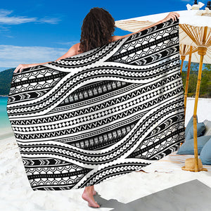 Maori Tattoo Polynesian Tribal Print Beach Sarong Wrap