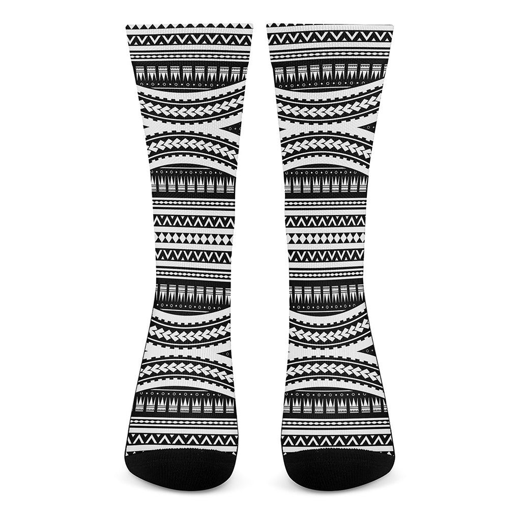 Maori Tattoo Polynesian Tribal Print Crew Socks