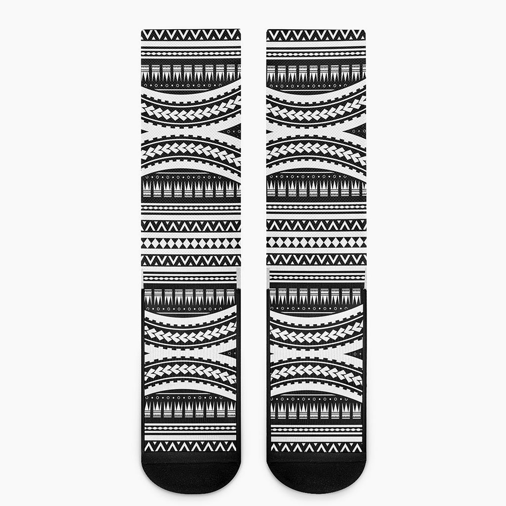 Maori Tattoo Polynesian Tribal Print Crew Socks