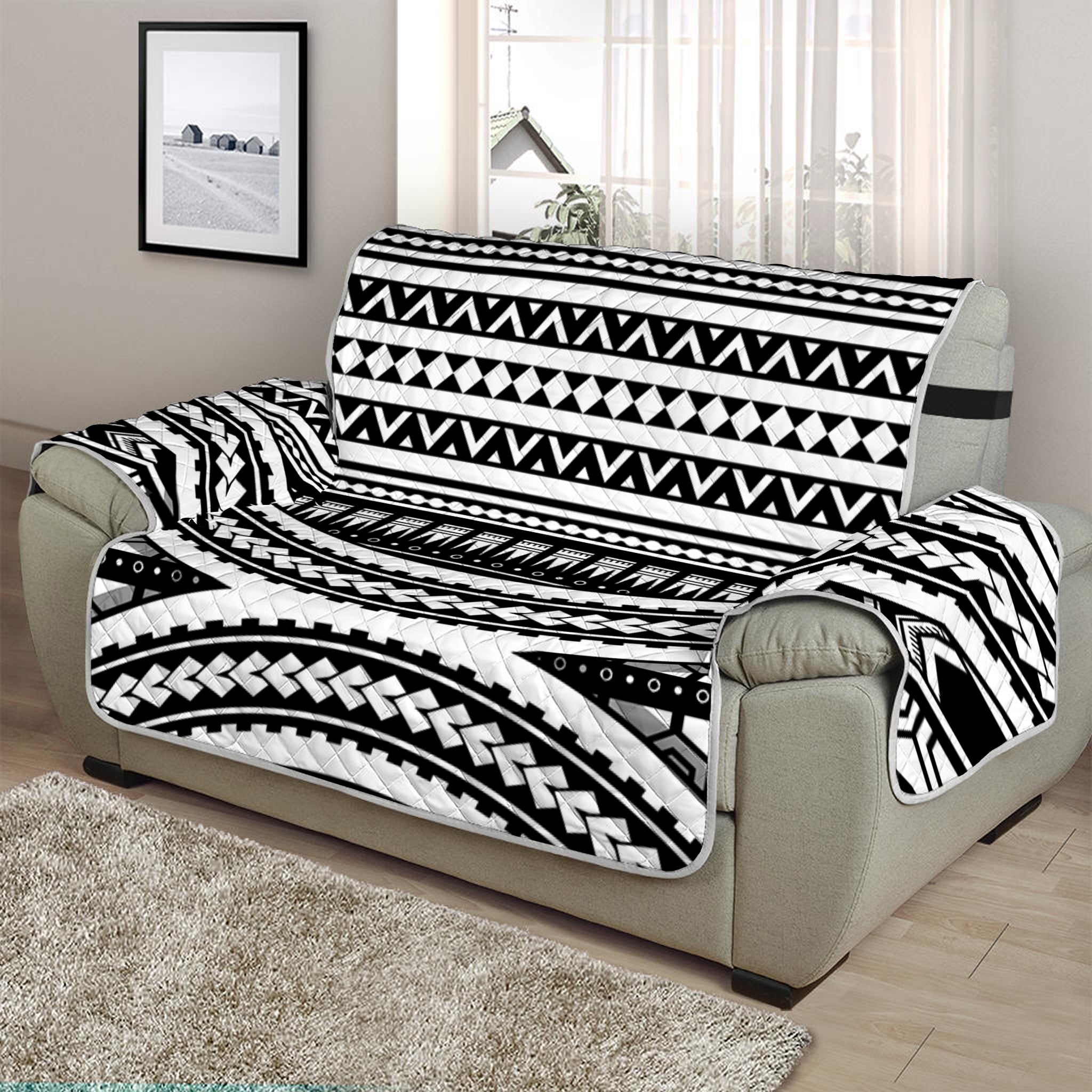 Maori Tattoo Polynesian Tribal Print Half Sofa Protector