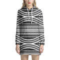 Maori Tattoo Polynesian Tribal Print Pullover Hoodie Dress