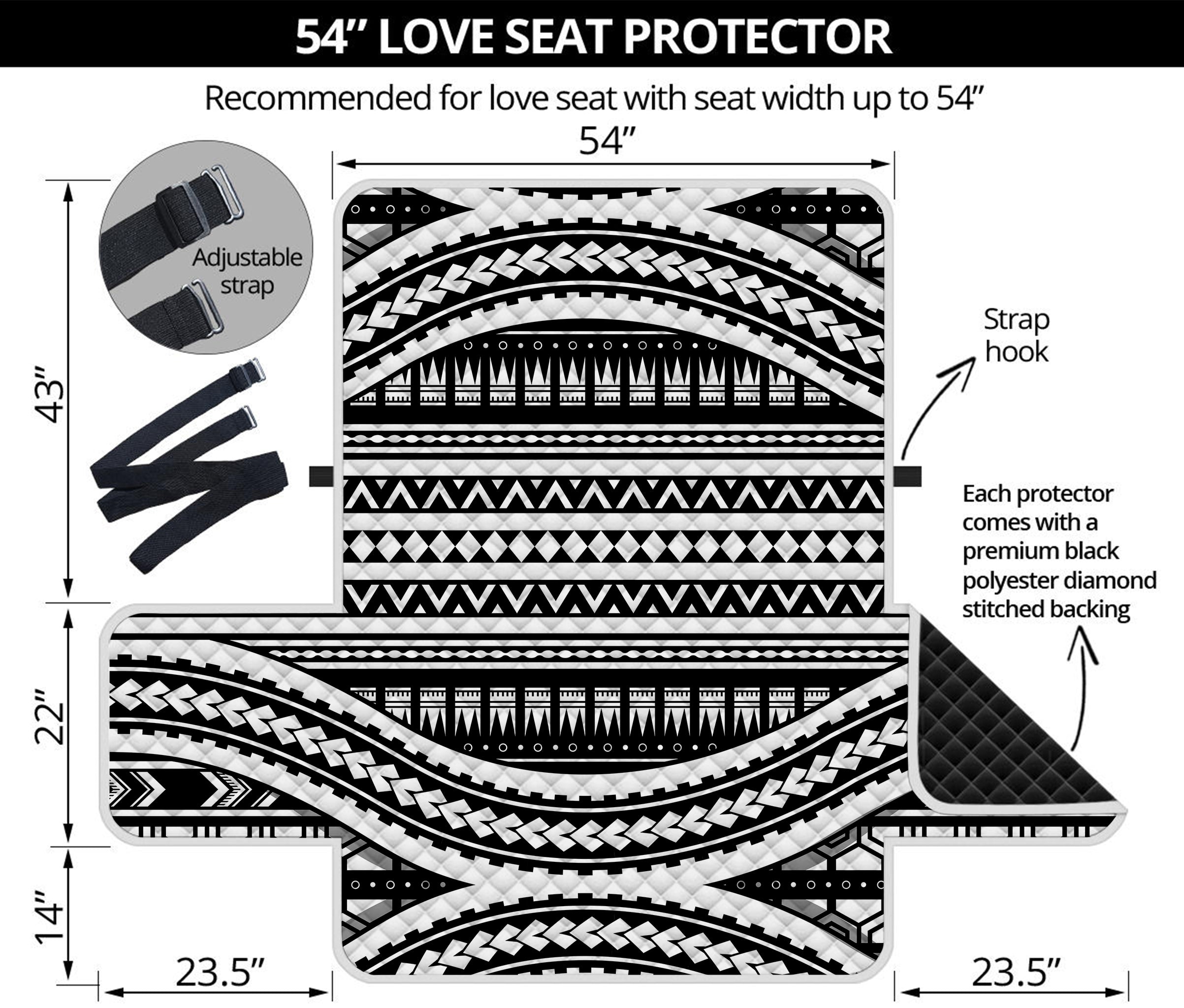 Maori Tattoo Polynesian Tribal Print Loveseat Protector