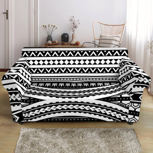 Maori Tattoo Polynesian Tribal Print Loveseat Slipcover