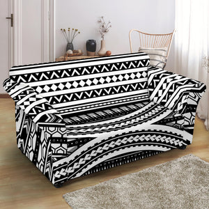 Maori Tattoo Polynesian Tribal Print Loveseat Slipcover