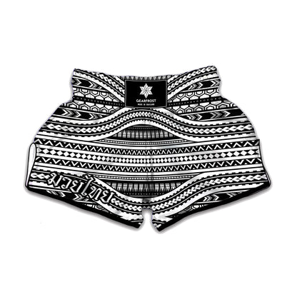 Maori Tattoo Polynesian Tribal Print Muay Thai Boxing Shorts