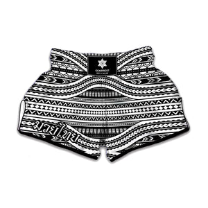 Maori Tattoo Polynesian Tribal Print Muay Thai Boxing Shorts