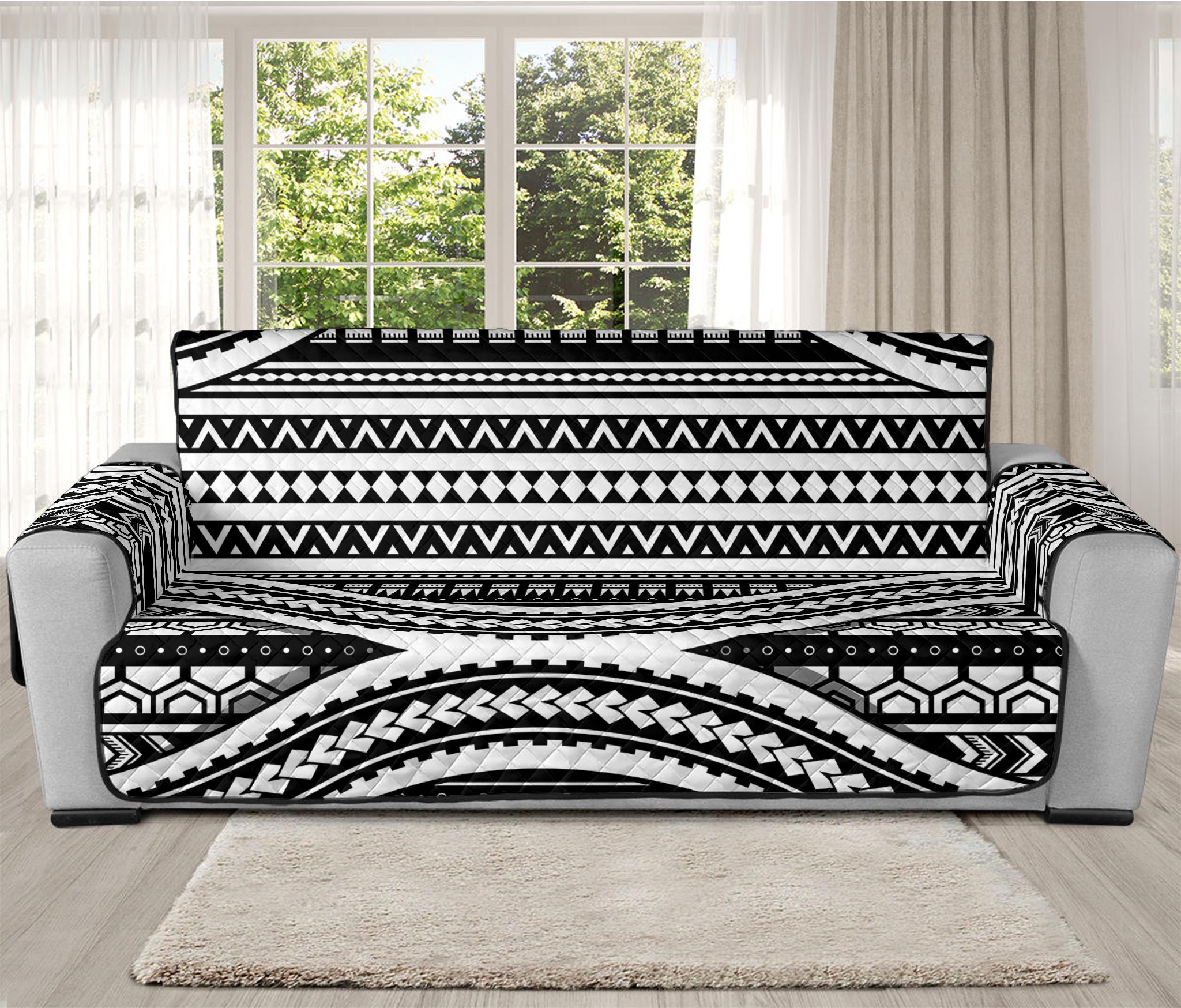 Maori Tattoo Polynesian Tribal Print Oversized Sofa Protector