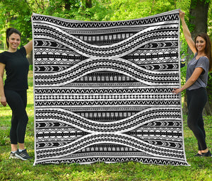 Maori Tattoo Polynesian Tribal Print Quilt