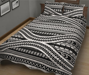 Maori Tattoo Polynesian Tribal Print Quilt Bed Set