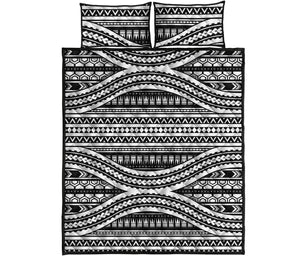 Maori Tattoo Polynesian Tribal Print Quilt Bed Set