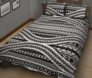 Maori Tattoo Polynesian Tribal Print Quilt Bed Set